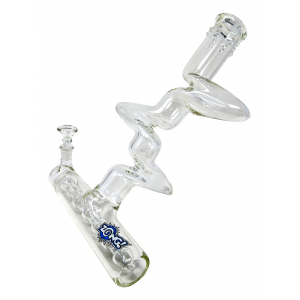 15.5" ZONG! Clear 3-Kink Zong with 10" Inline Barrel Perc 2-In-1 Bubbler & Water Pipe- [ZUB50]